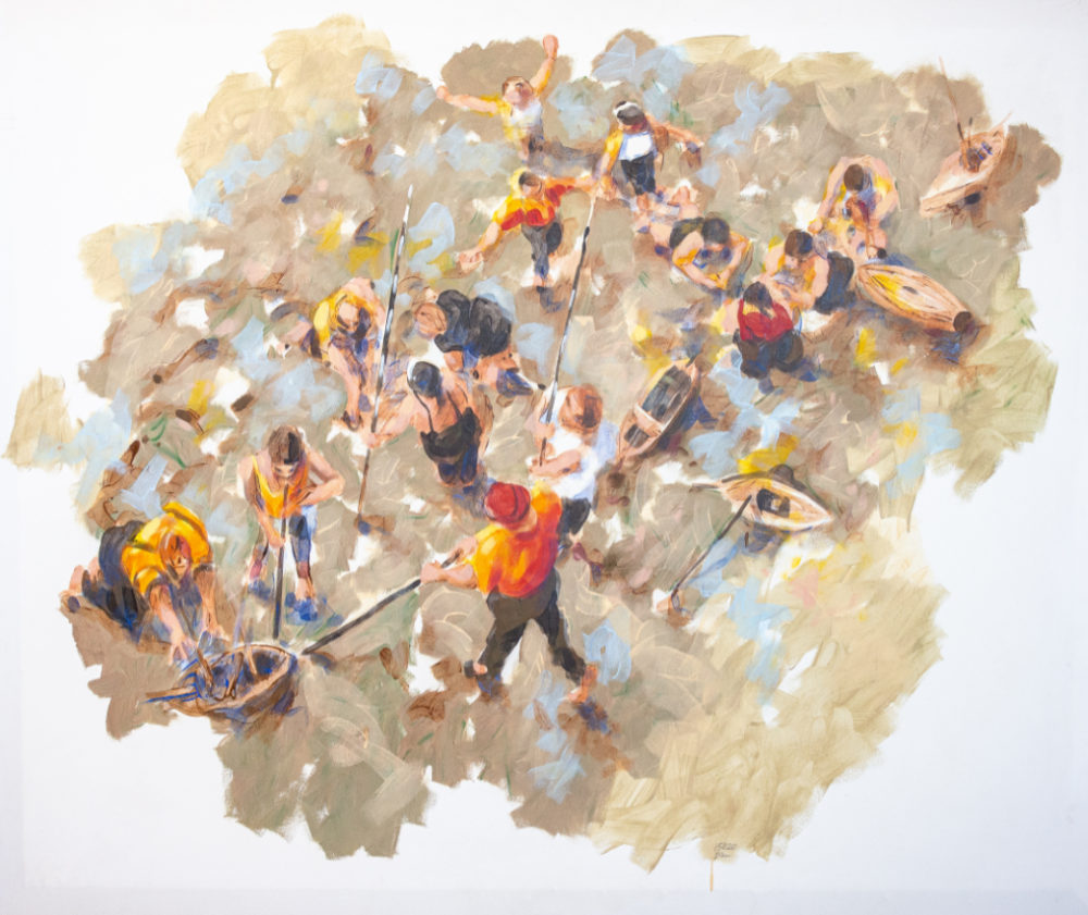 15020 - Kriegsspiele, 2015, Emulsion auf Nessel, 142 x 172 cm
