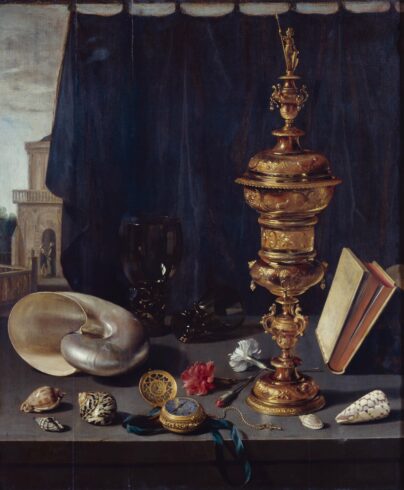Pieter Claesz, Stillleben mit hohem goldenen Pokal, 1624, Öl auf Eichenholz, 65 x 55,5 cm, © Gemäldegalerie Alte Meister, Staatliche Kunstsammlungen Dresden, Foto: Elke Estel / Hans-Peter Klut.