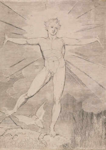 William Blake (1757–1827) Albion erhebt sich (Glücklicher Tag oder Der Tanz Albions) (Albion Rose (Glad Day or The Dance of Albion), um 1804 Kupferstich, Radierung und Kaltnadel, 255 x 190 mm The British Museum, London © The Trustees of the British Museum, London